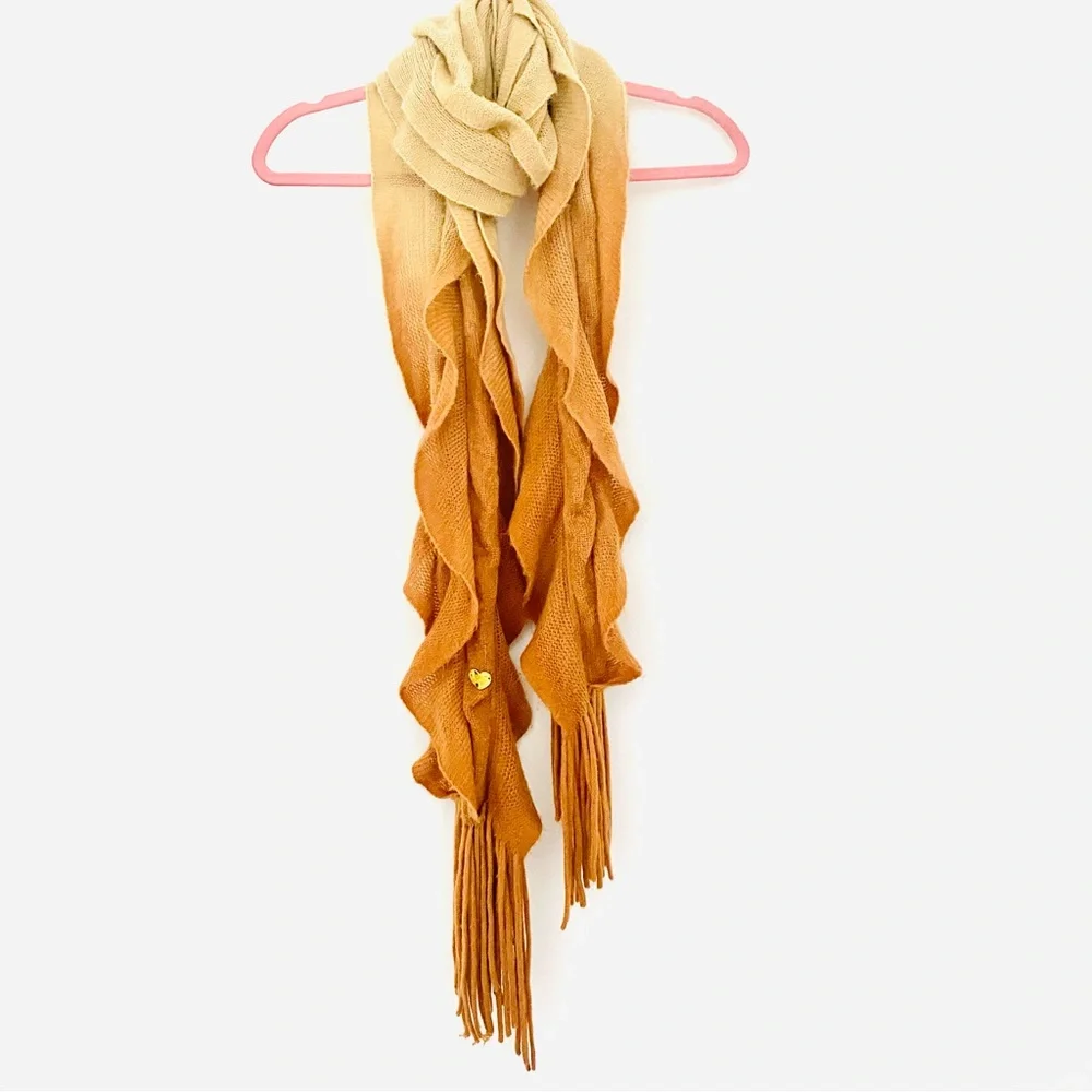 💕Pretty Ombre Brown Ruffled Scarf SZ OS